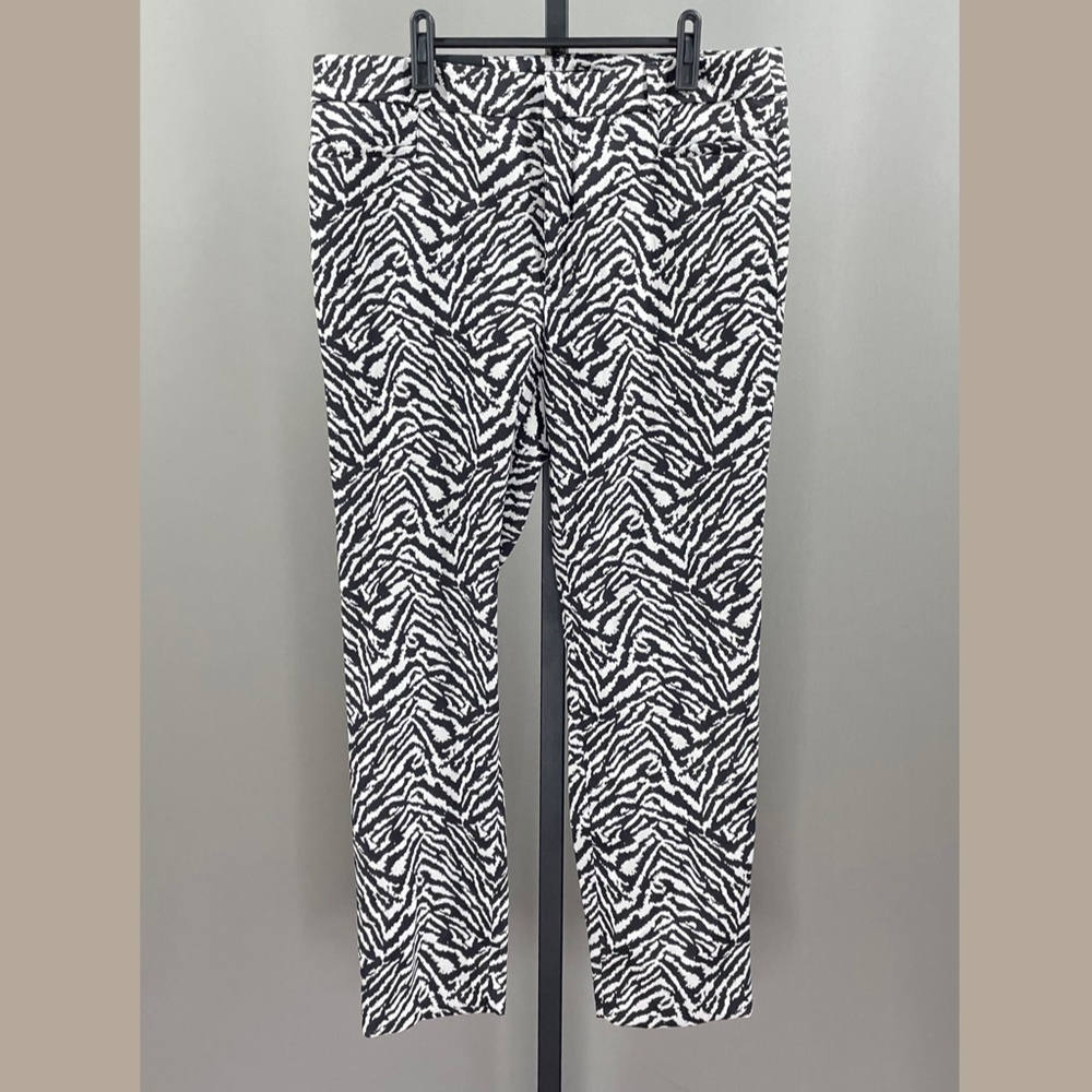 NEW! BANANA REPUBLIC ZEBRA PRINT SLOAN PANTS! WOMENS 12! black white animal
